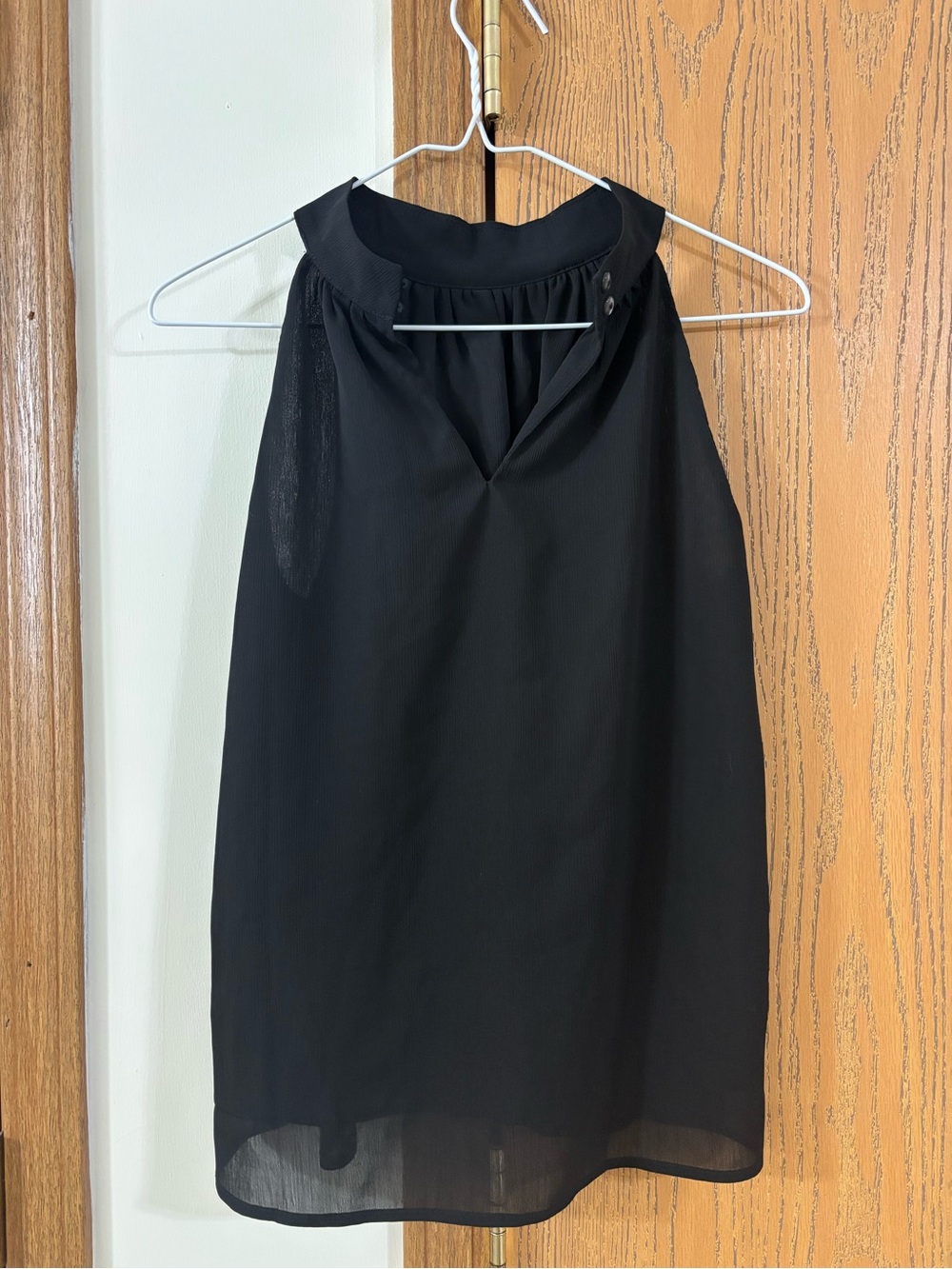 Chiffon Halter Neck Black Sleeveless Top